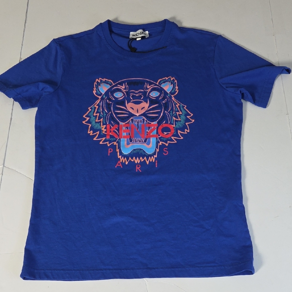 Kenzo Paris Blue Tee with Tiger Graphic